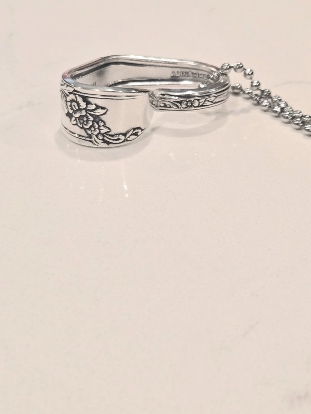 Floral Heart Silverware Necklace, Vintage  Queen Bess II Flatware, Spoon Theory - Picture 7 of 7